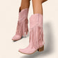 Pink cowboy boots with fringes - Vintage style - N°66