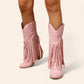 Pink cowboy boots with fringes - Vintage style - N°66