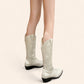 Cream beige cowboy boots with black soles - N°32