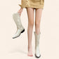 Cream beige cowboy boots with black soles - N°32