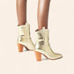 Gold cowboy ankle boots - crocodile-style texture - N°101