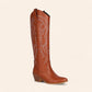 Brown cowboy boots with large white embroidery - N°57