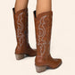 Brown cowboy boots with side embroidery - N°105