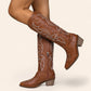 Brown cowboy boots with side embroidery - N°105