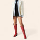 Red cowboy boots with white embroidery - N°90