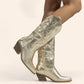 Shiny gold cowboy boots - worn style - N°98