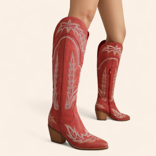 Red cowboy boots - Washed-out style - N°91