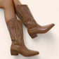 Brown cowboy boots with classic embroidery - N°46