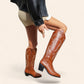 Brown cowboy boots with a large zipper - N°56