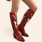 Red cowboy boots with butterfly embroidery - N°88