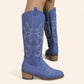 Blue cowboy boots with embroidery - denim-style - N°147