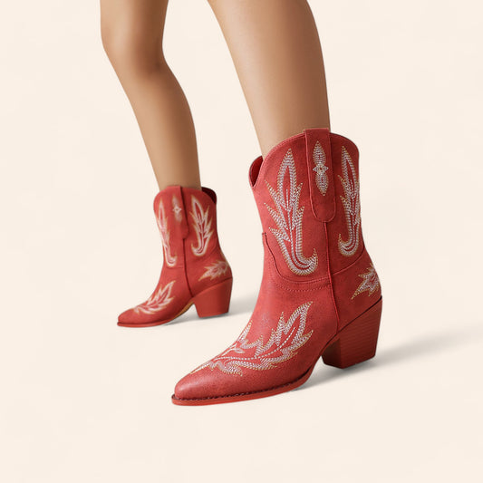 All-red cowboy ankle boots - N°89