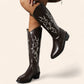 Brown smooth leather cowboy boots with embroidery - N°110