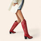 Red cowboy boots with white embroidery - N°90