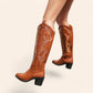 Brown cowboy boots with a large zipper - N°56