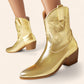 Gold cowboy ankle boots with embroidery - N°100