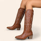 Brown cowboy boots with side embroidery - N°105