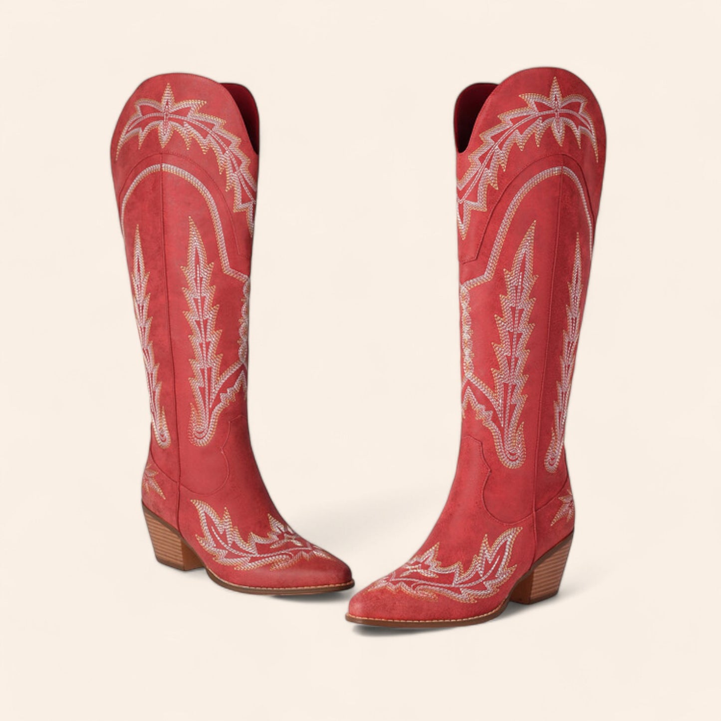 Red cowboy boots - Washed-out style - N°91