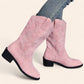 Pink cowboy boots with black heels - N°70