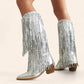 Silver cowboy boots with rhinestone fringes - N°40