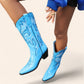 Bright blue cowboy boots with embroidery - N°59