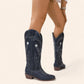 Blue cowboy boots with star embroidery - N°134