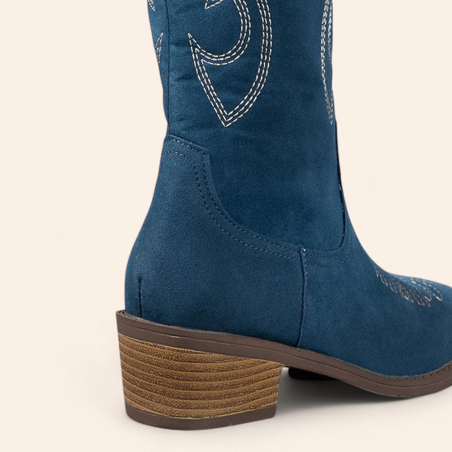 Blue cowboy boots with embroidery and brown soles - N°142