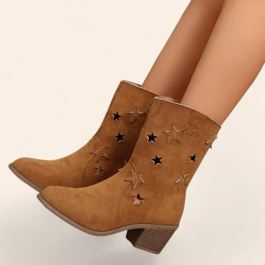 Brown cowboy ankle boots with stars - N°60