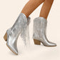 Silver cowboy boots with fringes - N°39