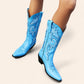 Bright blue cowboy boots with embroidery - N°59