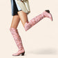 Tall pink cowboy boots - faded style - N°69