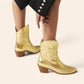 Gold cowboy ankle boots with embroidery - N°100