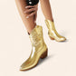 Gold cowboy ankle boots with embroidery - N°100