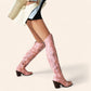 Tall pink cowboy boots - faded style - N°69