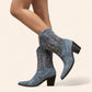 Blue cowboy boots with embroidery and denim material - N°96