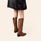 Brown cowboy ankle boots with subtle embroidery - N°61