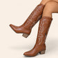 Brown cowboy boots with side embroidery - N°105