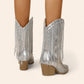 Silver cowboy boots with fringes - N°39