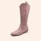 Pink cowboy boots with embroidery - Suede material - N°68