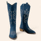 Blue cowboy boots with embroidery and brown soles - N°142