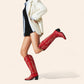 Red cowboy boots with white embroidery - N°90