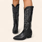 Black cowboy boots with side embroidery - N°104