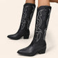 Black cowboy boots with side embroidery - N°104