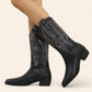 Black cowboy boots with classic embroidery - N°16