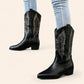 Black cowboy boots with bird embroidery - N°118