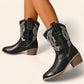 Black cowboy boots with white stitching - N°31