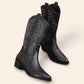 Black cowboy boots with classic embroidery - N°16