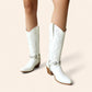 White cowboy boots with buckle - N°4