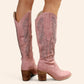 Pink cowboy boots with black embroidery - N°67