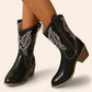Black cowboy boots with white stitching - N°31